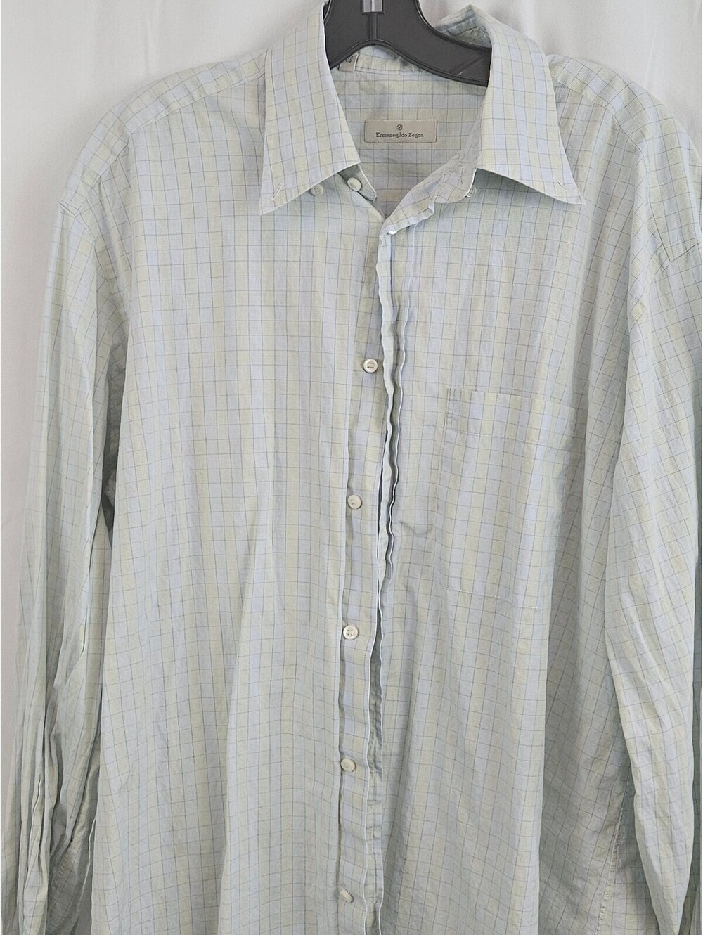 Ermenegildo Zegna Men's Long Sleeve Button Down Shirt, 17/43